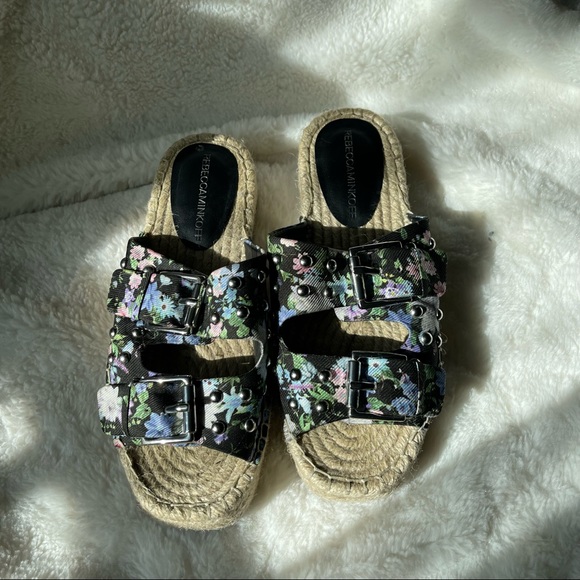 Rebecca Minkoff Women’s Jodi Slide Sandals,Black Flower - Picture 4 of 15